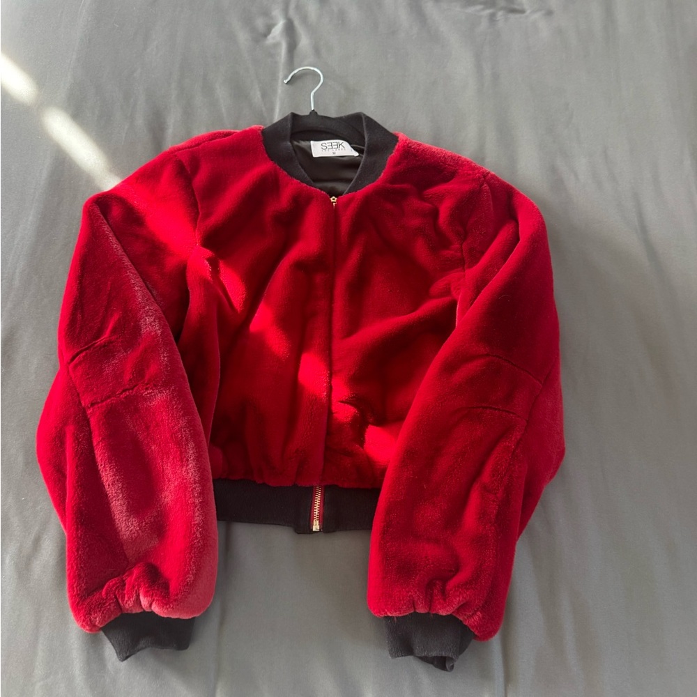 Sofia Red Bomber Jacket for Women